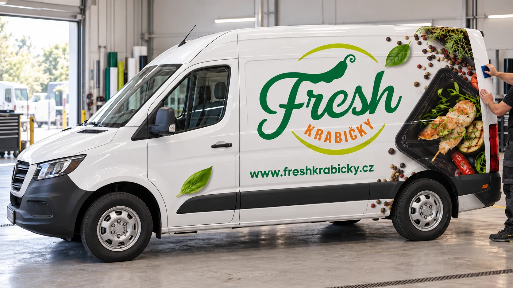 Fresh Krabičky: polep dodávky v dílně